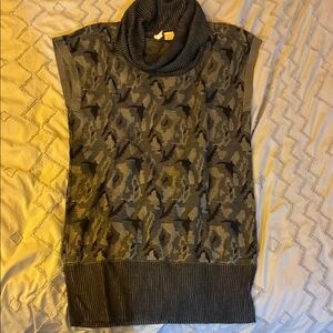 Covet Green Camo-esque Cowlneck Sweater Dress